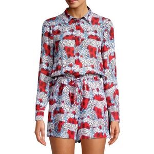 Parker Kathleen Animal-Print Romper Colorful
